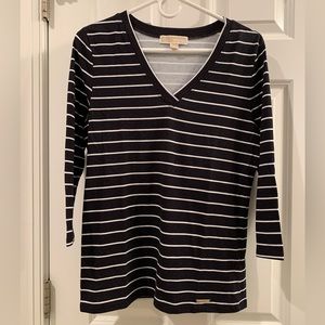 Michael Kors Black / White 1/4 Sleeve Top